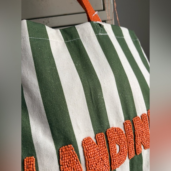 Printed Beaded Canvas Tote Bag (See photos/Description) - Picture 11 of 16